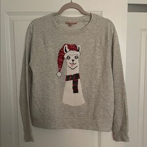Philosophy Gray Sweater with Festive Llama Design